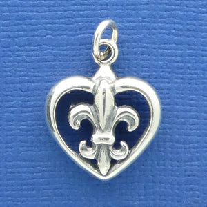 Heart Fleur de Lis Charm