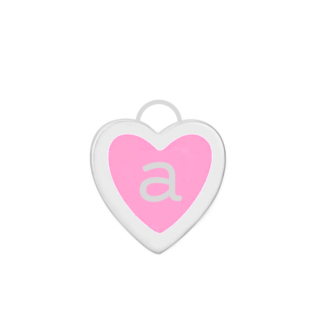 Light Pink Enamel Heart Disc Charm