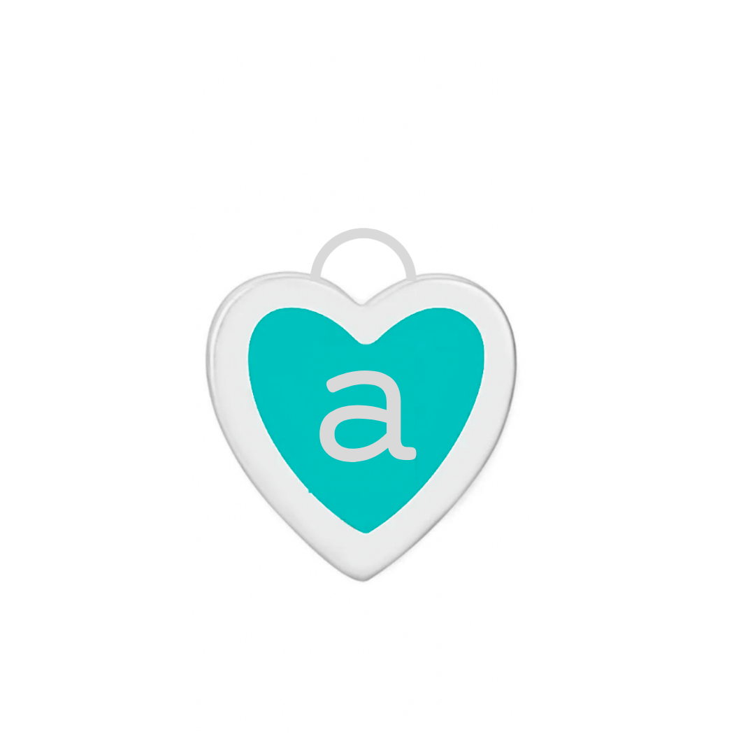 Teal Enamel Heart Disc Charm