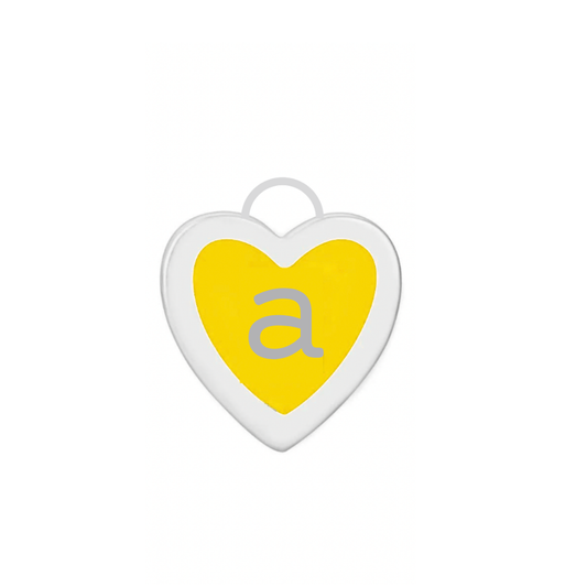 Yellow Enamel Heart Disc Charm