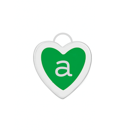 Green Enamel Heart Disc Charm