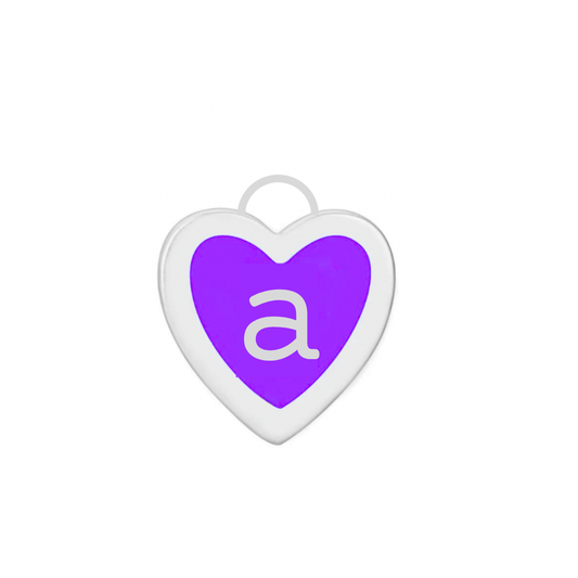 Purple Enamel Heart Disc Charm