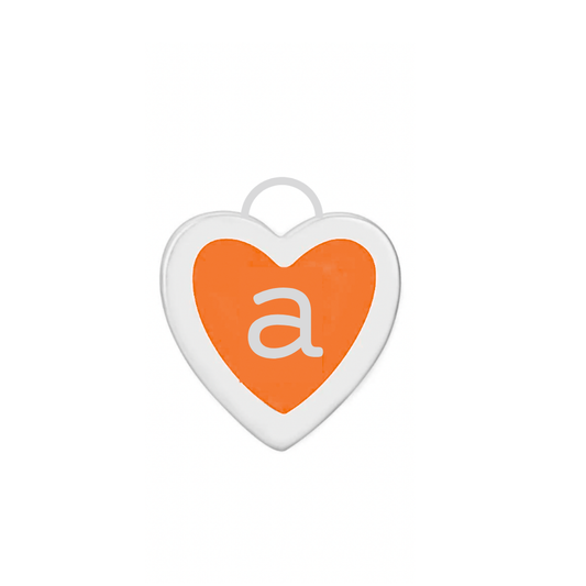 Orange Enamel Heart Disc Charm