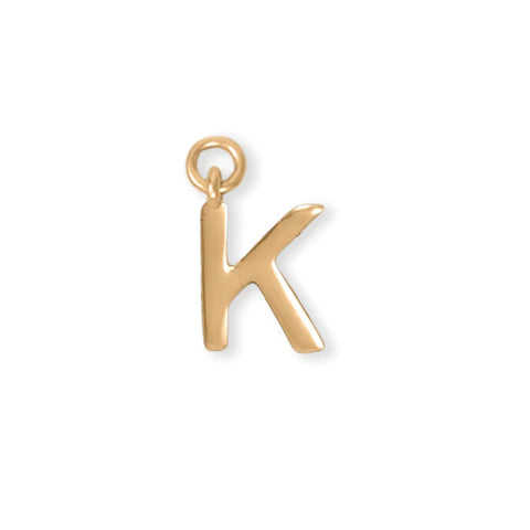 14 Karat Gold Plated Polished "K" Charm