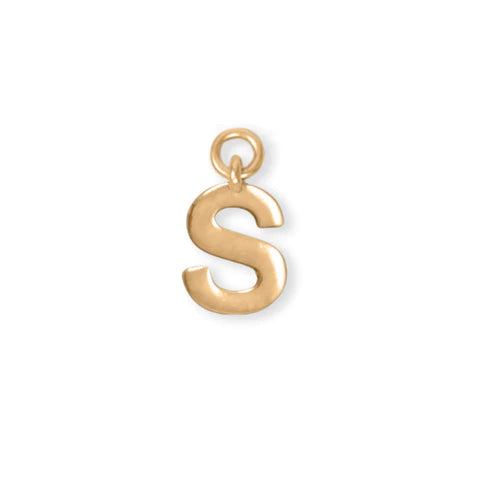 14 Karat Gold Plated Polished "S" Charm