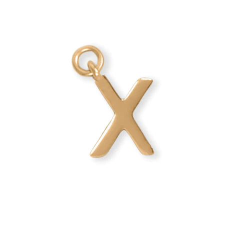 14 Karat Gold Plated Polished "X" Charm