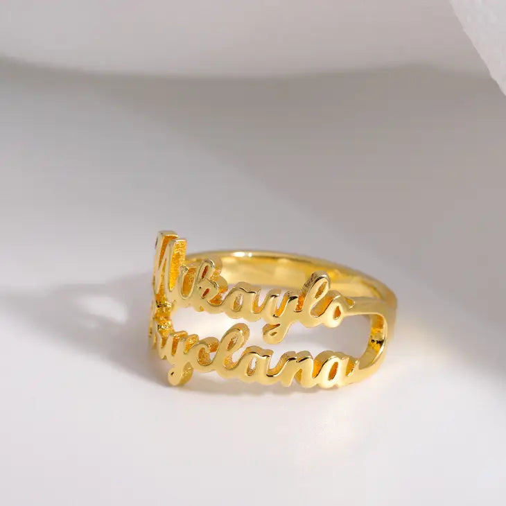 Stacked Two Name Ring