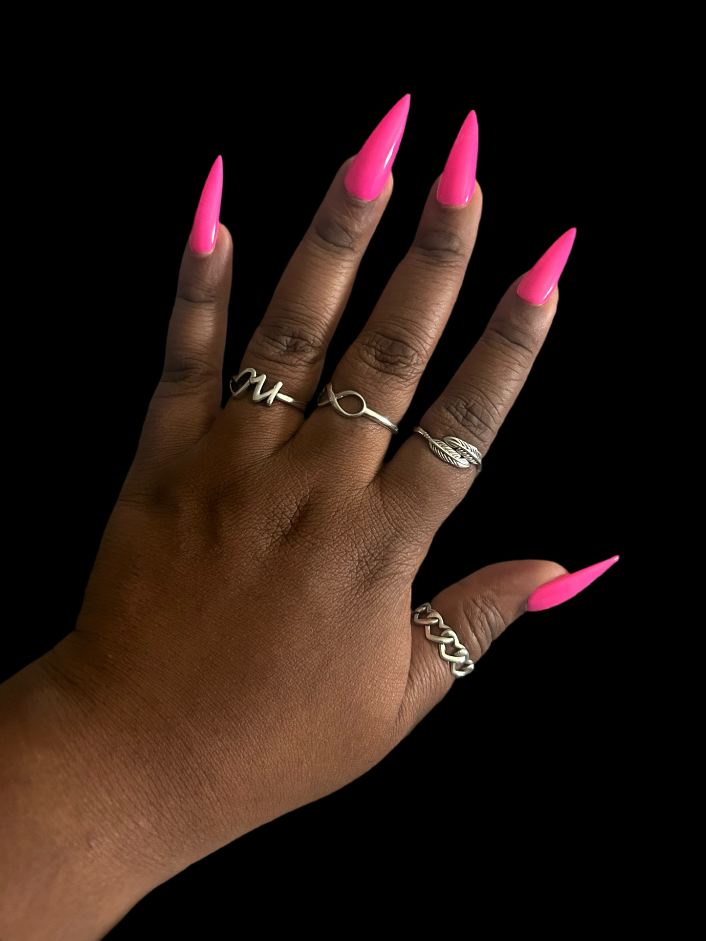 “Hot Pink Abstract" Nail Set