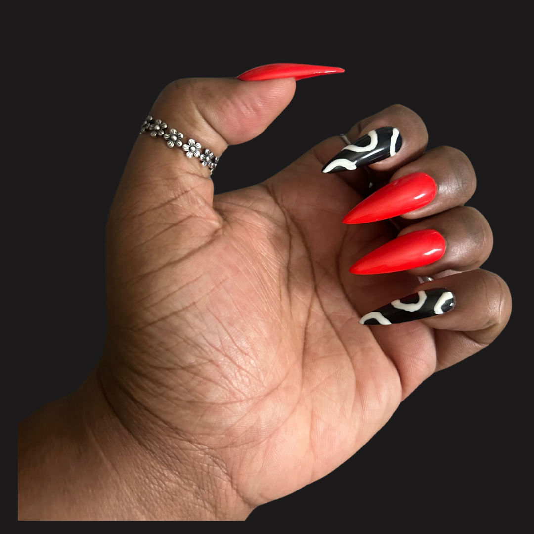 “Red Hot Abstract" Nail Set