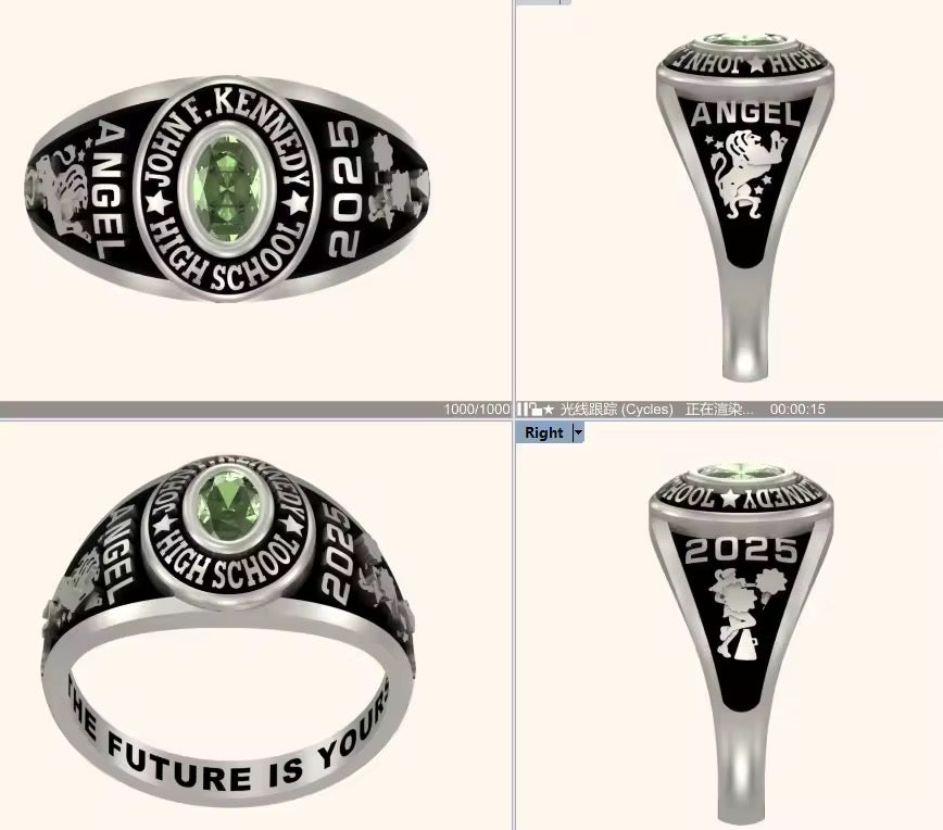 Sterling Silver Ladies Traditional Class Ring