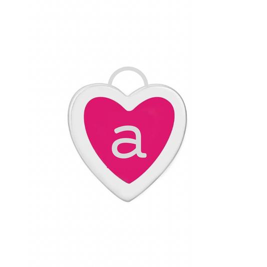 Hot Pink Enamel Heart Disc Charm