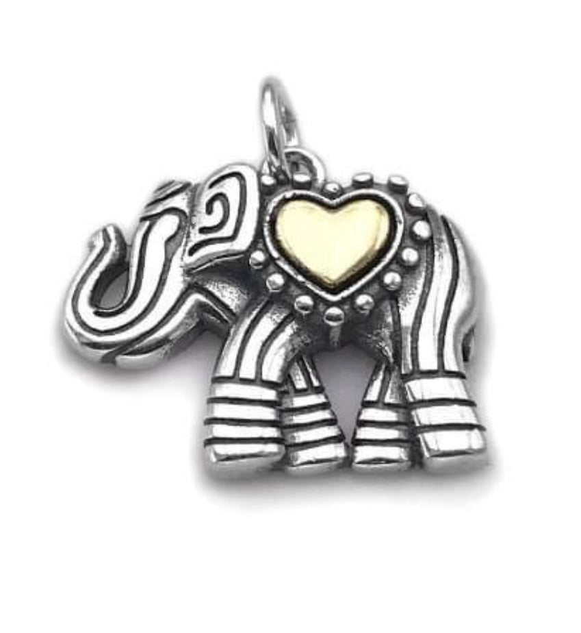 Gold Heart Elephant Charm