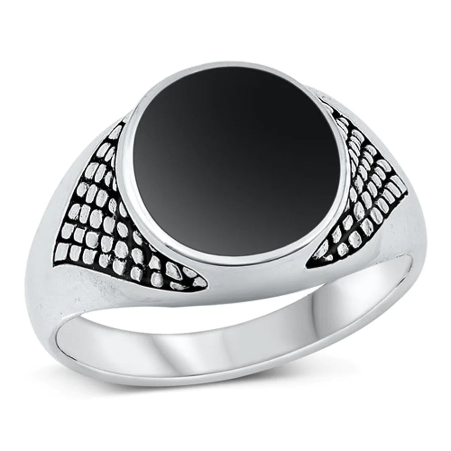 Men’s Black Agate Signet Ring