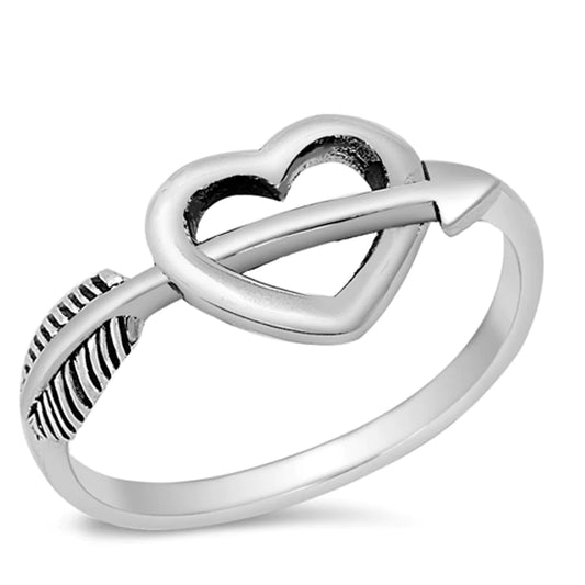 Cutout Heart Arrow Ring