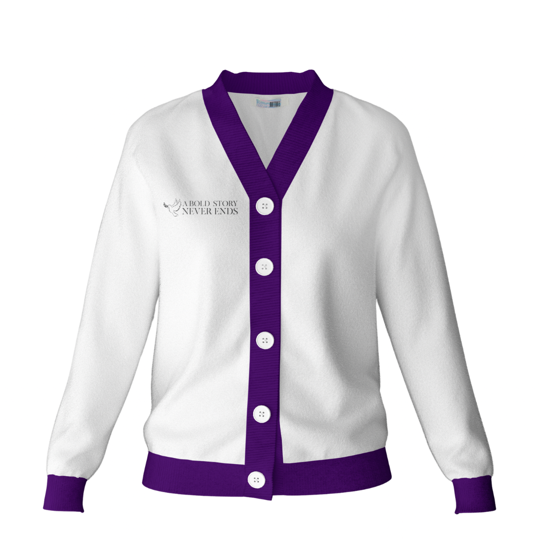 A Bold Story Never Ends Purple Cardigan