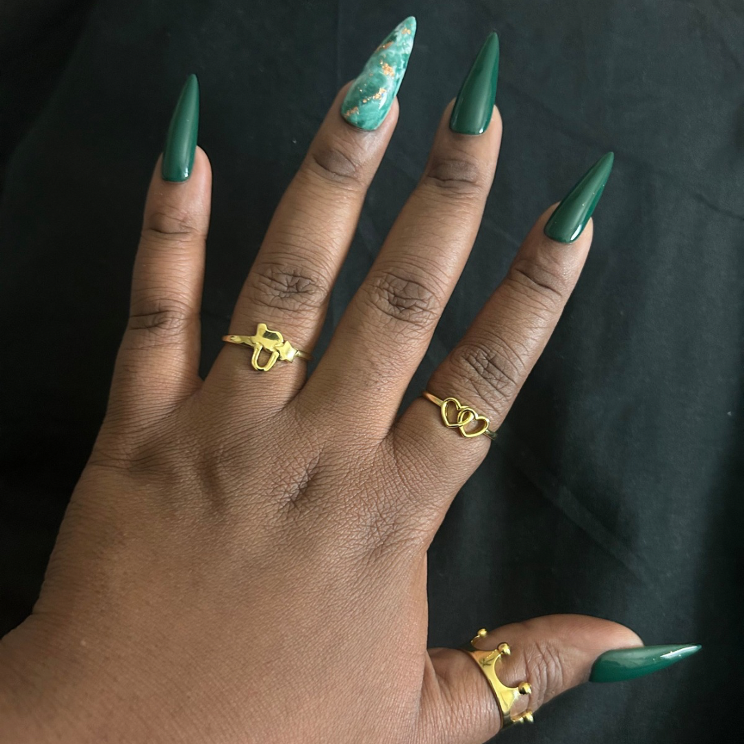 "Green Marble" Nail Set