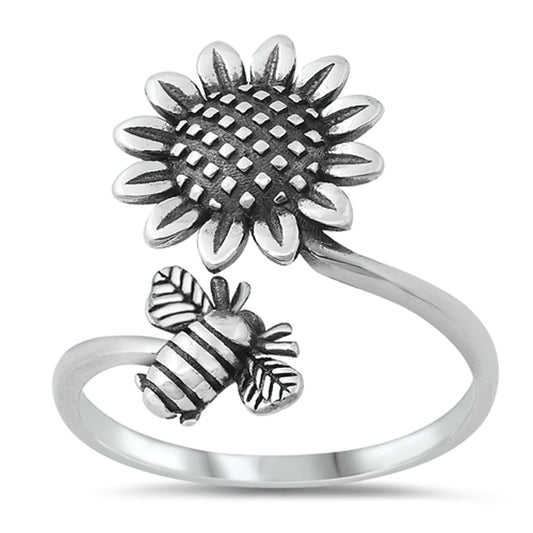 Sunflower Bee Open Ring