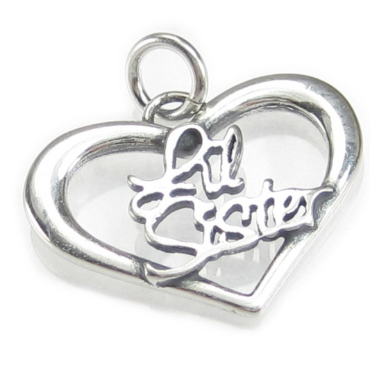 Lil Sis Heart Shaped Charm