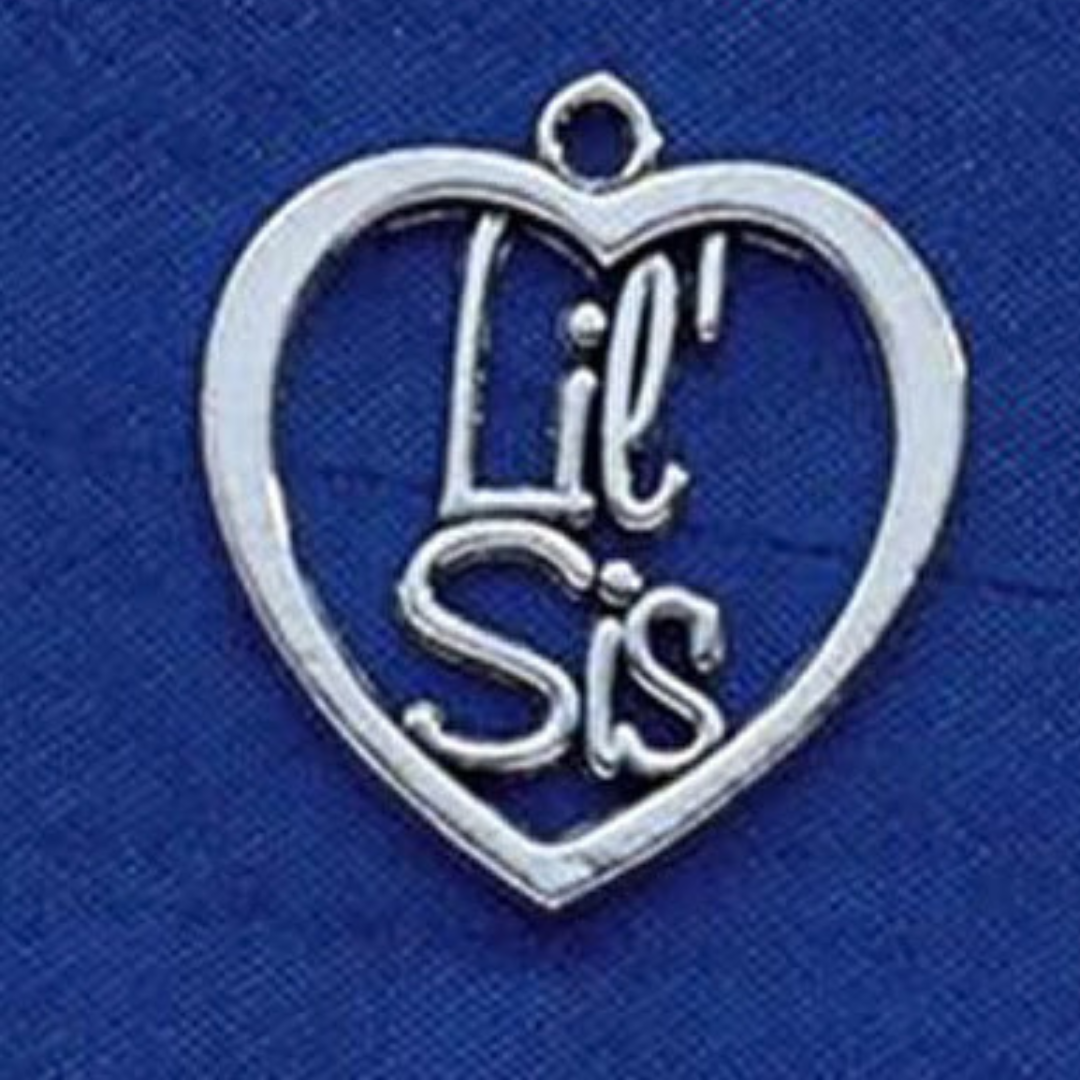 Lil Sis Heart Shaped Charm