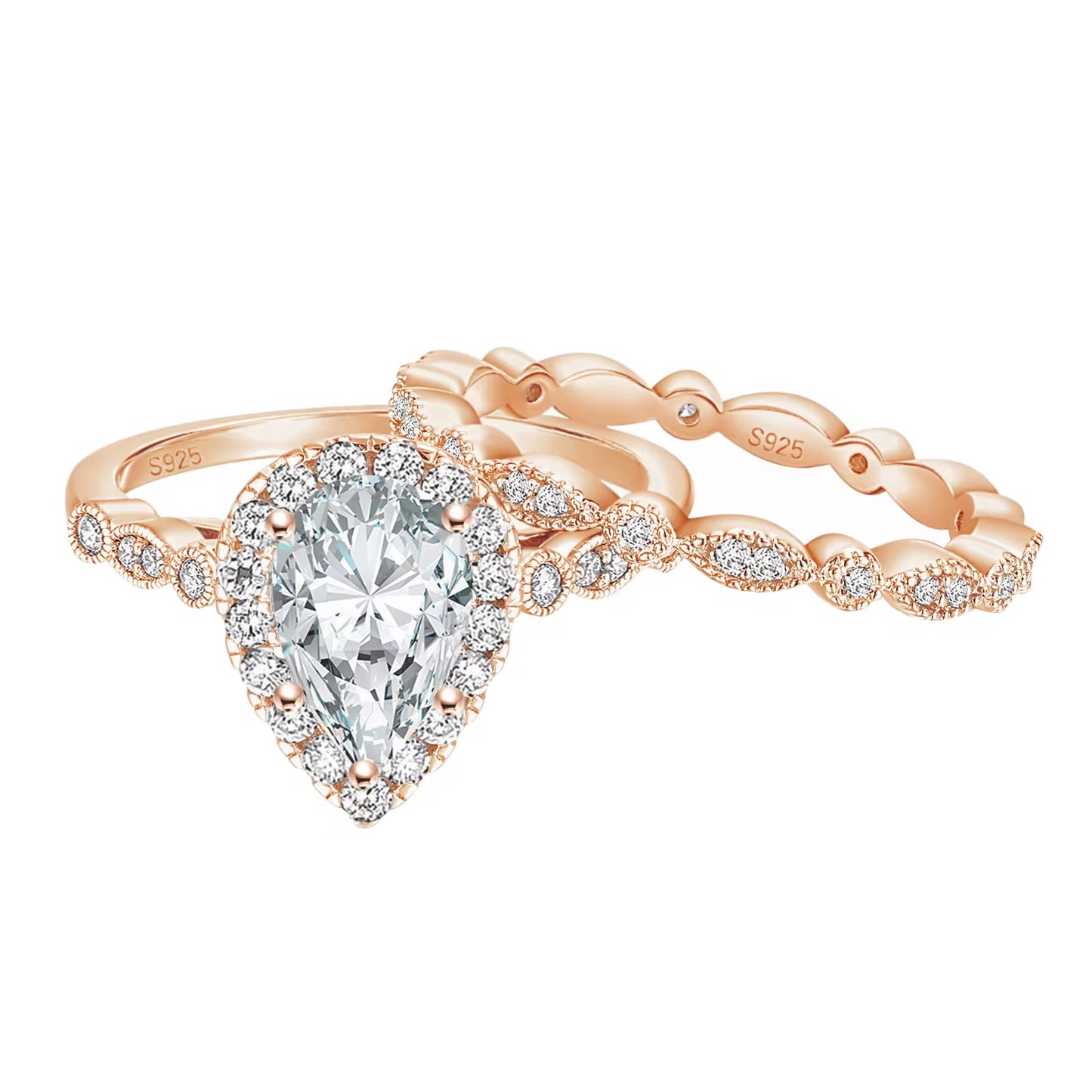 Rose Gold Tear Drop Engagement Ring