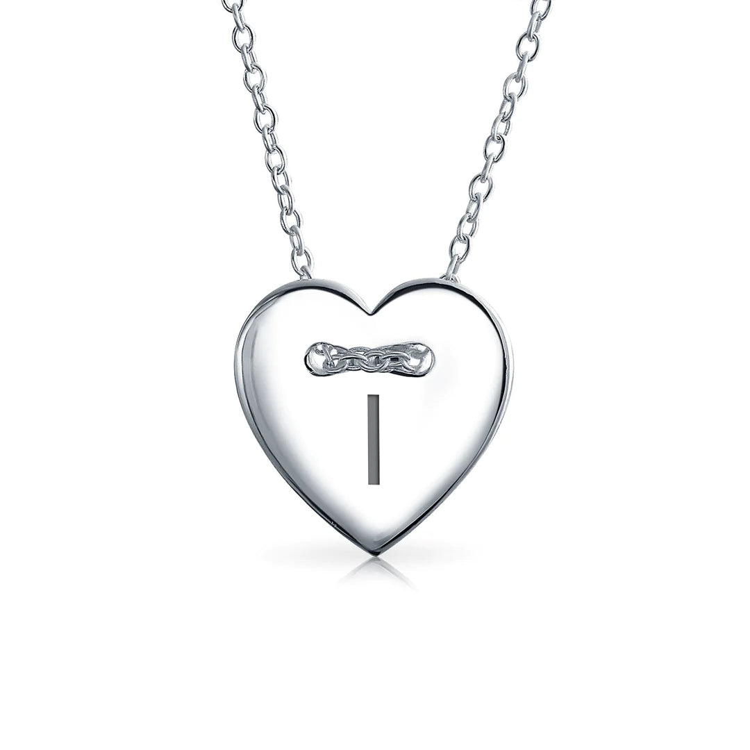 Sterling Silver Alphabet Heart Shape Slide Necklace