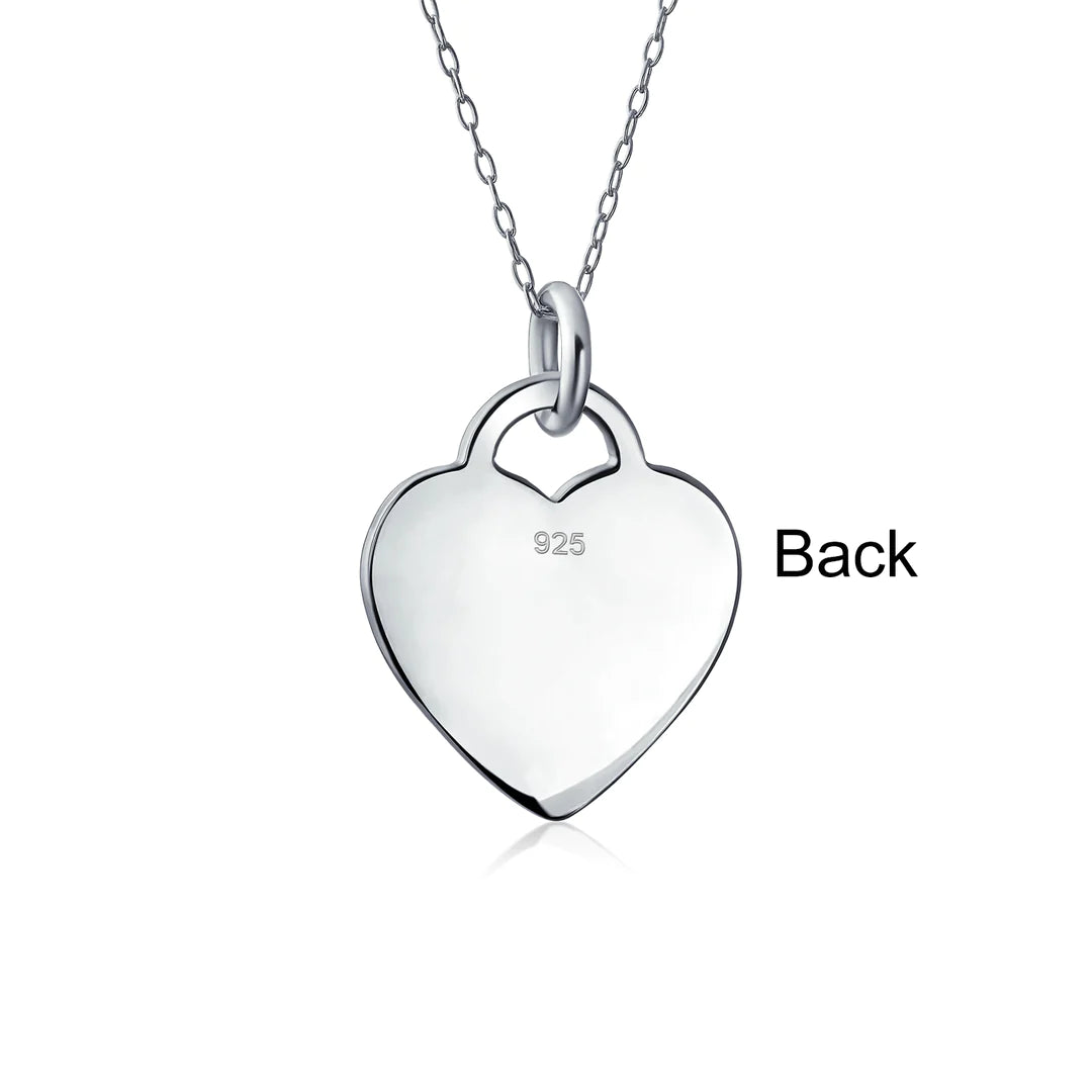 Sterling Silver Block Alphabet Heart Necklace