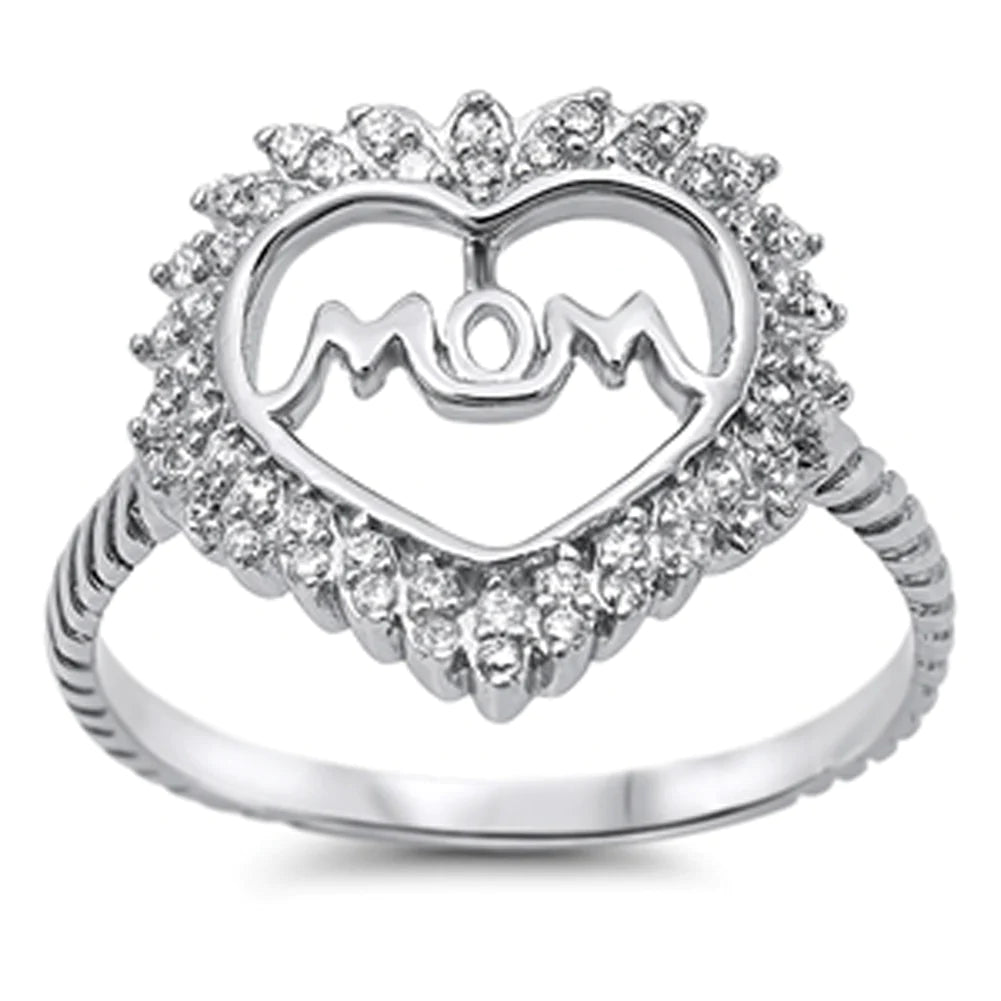 CZ Heart Mom Ring