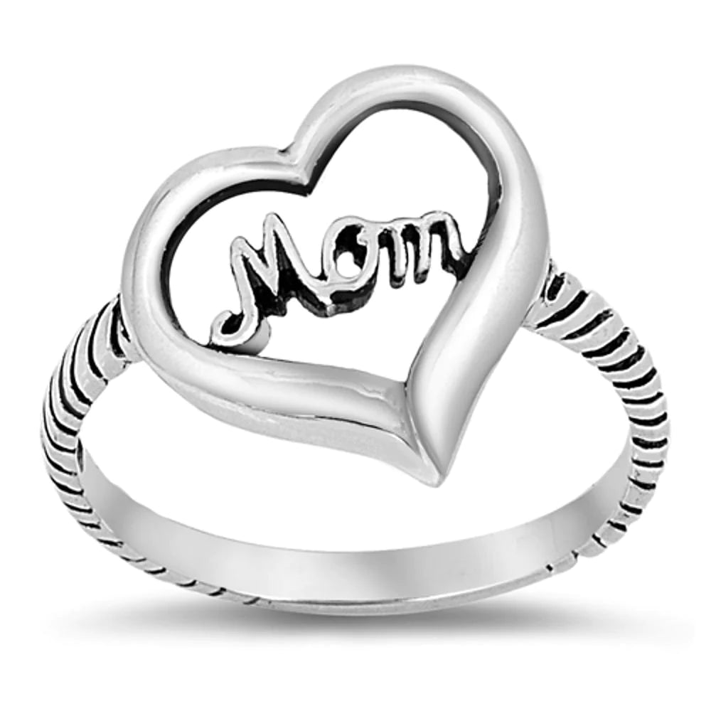 Oxidized Heart Mom Ring