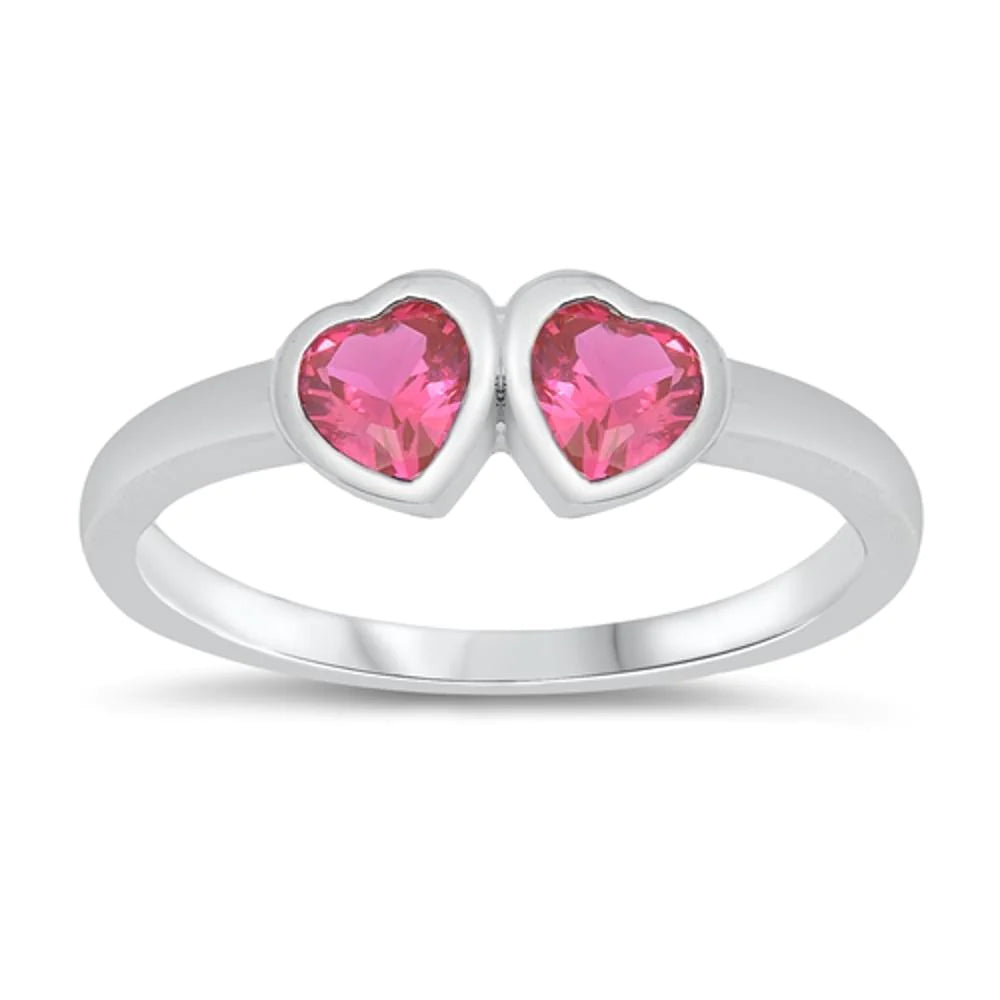 Ruby Double Heart Birthstone Ring