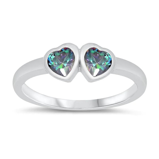 Rainbow Topaz Heart Birthstone Ring