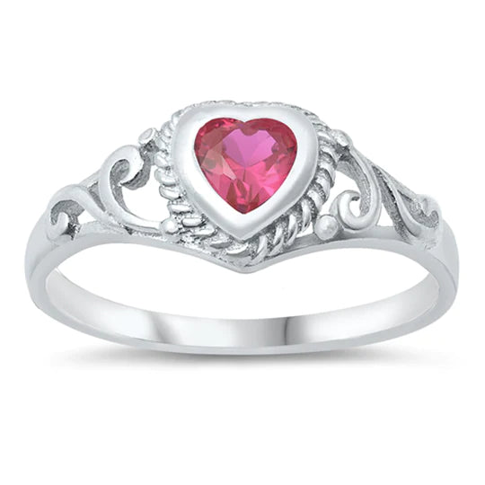 Ruby Filigree Swirl Heart Ring