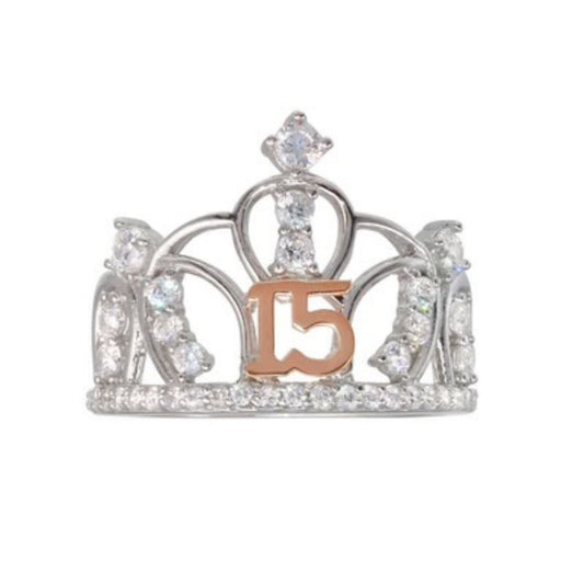 Quinceanera Crown Two Tone Ring