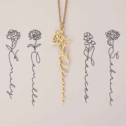 Flower Name Necklace