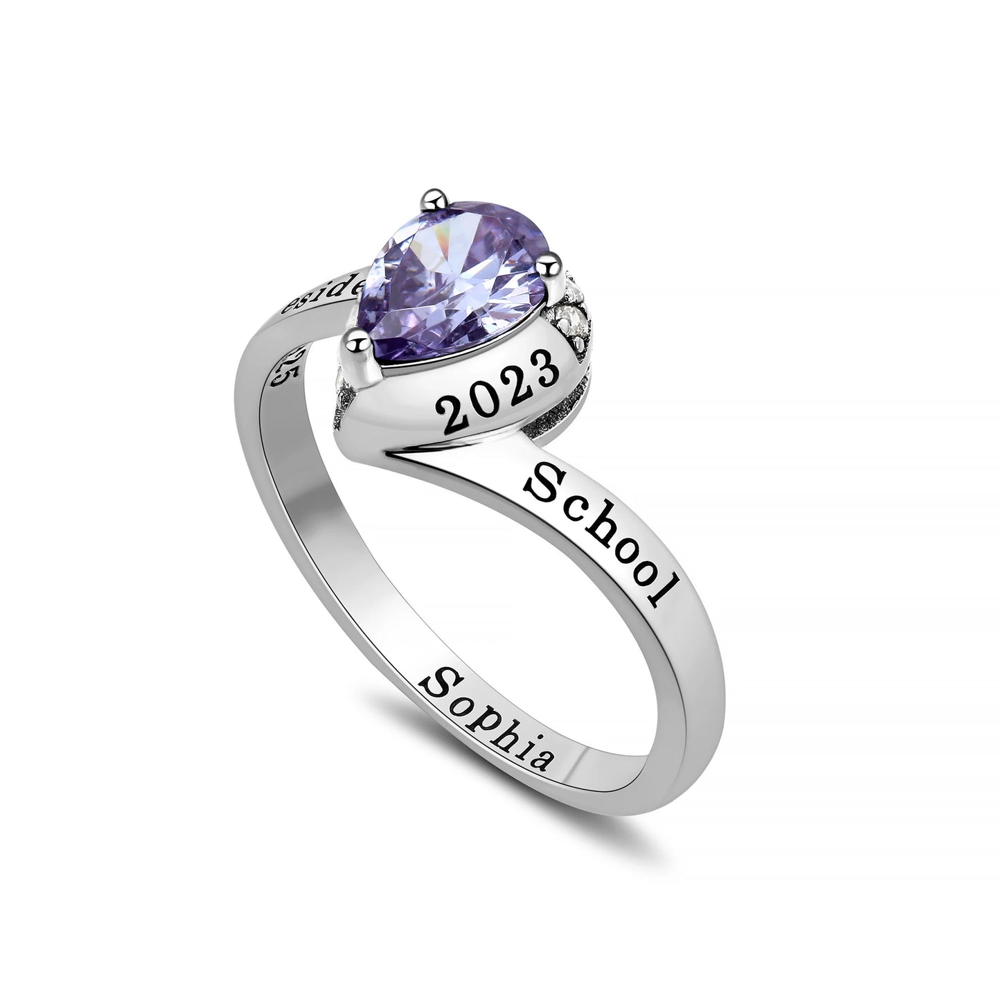 Promo Crystal Tear Drop Class Ring