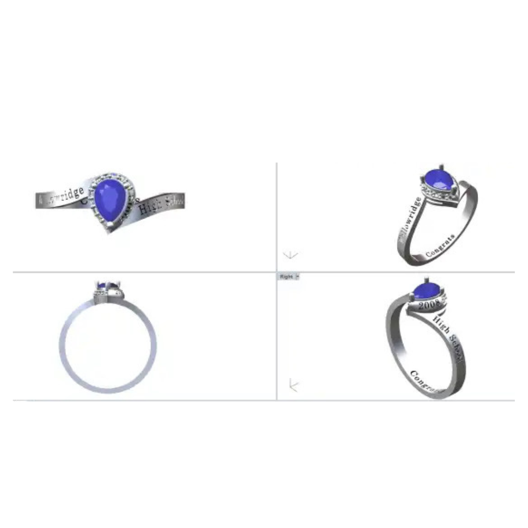 Promo Crystal Tear Drop Class Ring