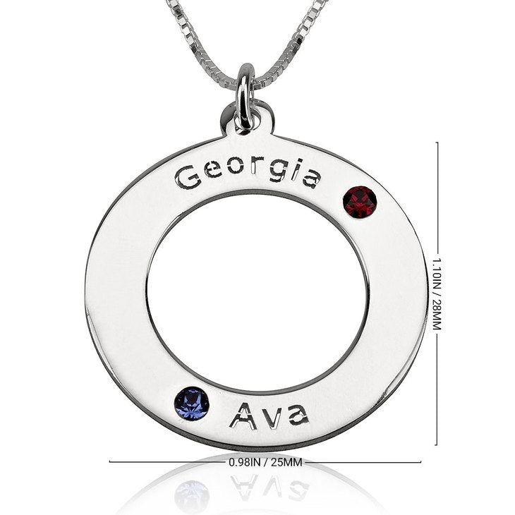 Sterling Silver Family Birthstone Necklace