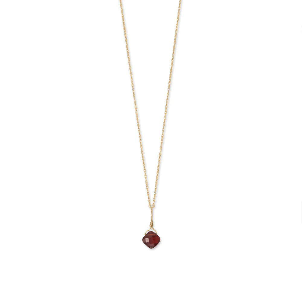 16" 14 Karat Gold January Birthstone Necklace