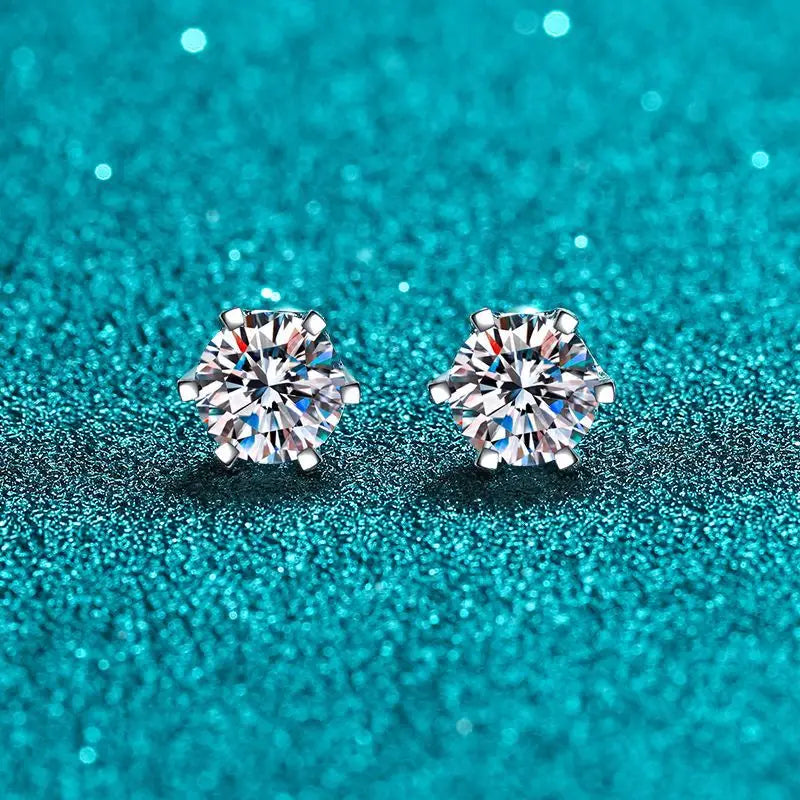 Six-Prong Moissanite Stud Earrings