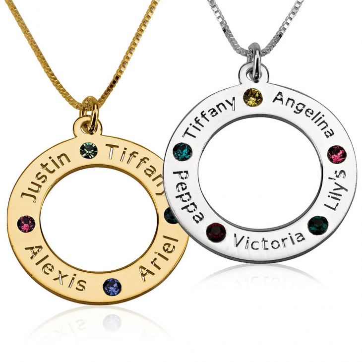 Sterling Silver Family Birthstone Necklace