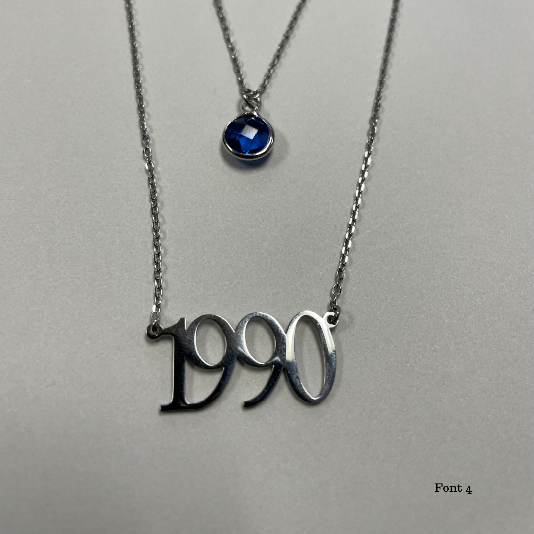 Birth Year and Birthstone Necklace