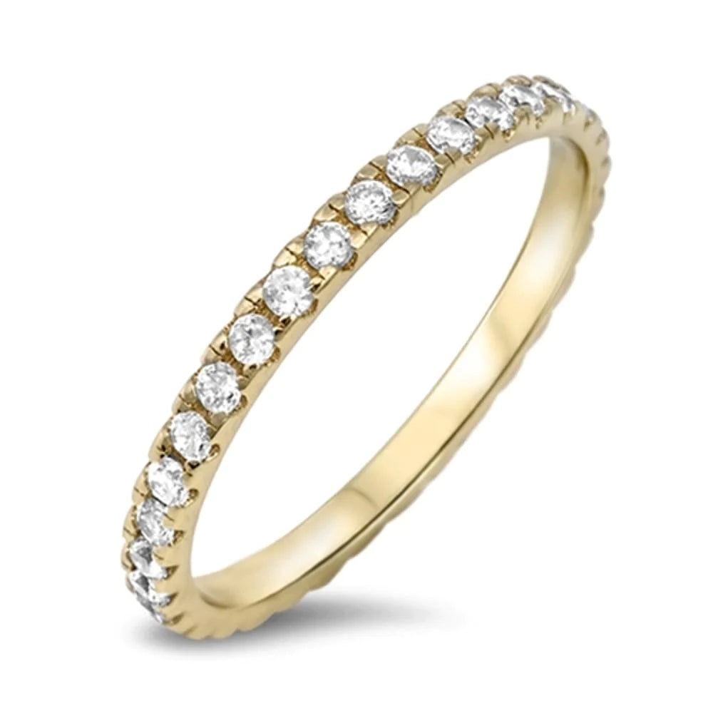 Yellow Gold Eternity Band Clear CZ Ring