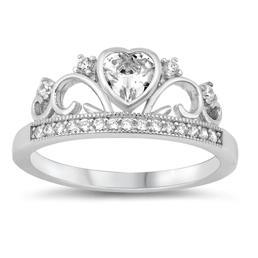 Heart Tiara CZ Ring