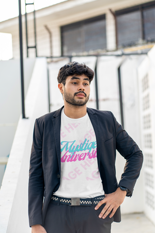 Custom T-Shirt Mockup Featuring a Man Wearing a Blazer