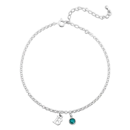 Initial Anklet with Birthstone