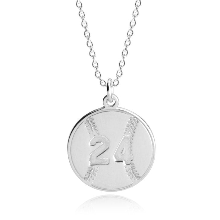 Sterling Silver Baseball Number Necklace