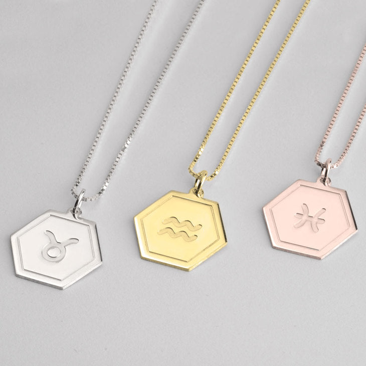 Hexagon Zodiac Pendant