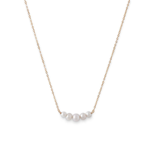 14 Karat Gold Necklace with 5 Cultured Freshwater Pearls