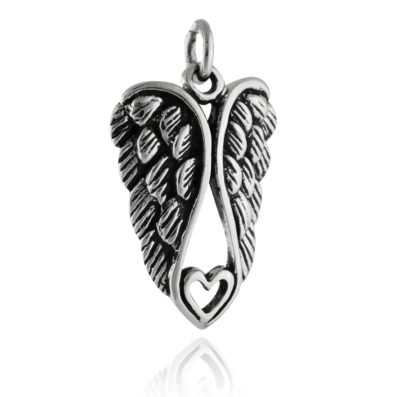 Angel Wings with Open Heart Charm