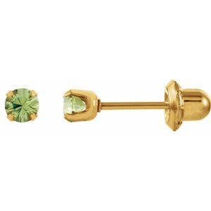 24K Gold-Plated Stainless Steel Imitation Peridot Inverness® Piercing Earrings