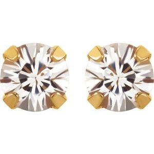 24K Gold-Plated Stainless Steel Imitation White Sapphire Inverness® Piercing Earrings